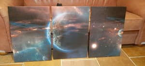Space Canvas prints x 3 piece's 