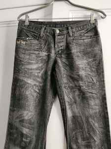 BNWT Blueskins AU $250 mens designer grey straight jeans, 10 (or 32)