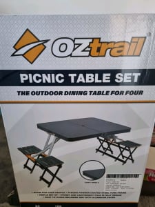 NEW in box - Oztrail foldup picnic table set 