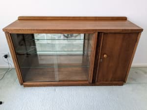 Mid-century vintage glass cabinet sideboard