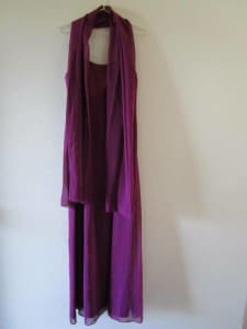 Liz Jordan - Fuchsia Evening/Formal Dress with Shawl Wrap