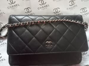 CHANEL wallet on chain shoulder bag lambskin SV