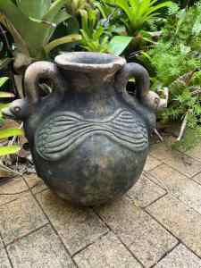 Large Pot/Urn/Vase with Duck/Goose Handle Features