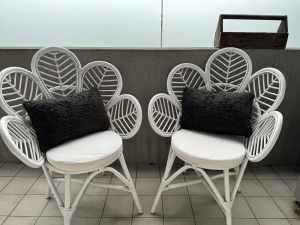 Outdoor Rattan Flower Chair x 2 with cushions