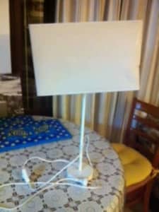 1 Square Cream Shade with Steel Neck and Base Table or Desk Lampshade