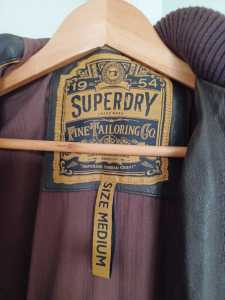 SUPERDRY Brown Leather Bomber Jacket 