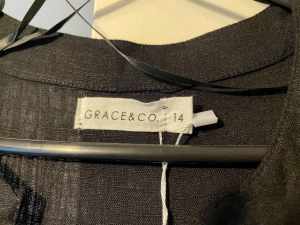 Black linen Grace & Co Midi Dress bought from Vine Apparel - BNWT