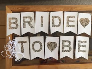 Bride to Be White Paper Bunting with Ribbon