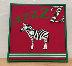 Framed Painting on Canvas - Zebra (Pink) - Hand painted & NEW 