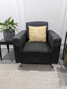 Single Armchair Charcoal Dark Grey Fabric