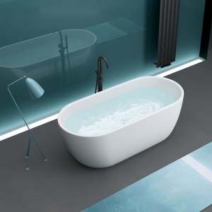 1700x770x590mm Gloss White Freestanding Bathtub No-Overflow