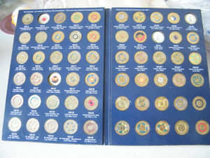 Set of Australian two dollar coins circulate and uncirculated
