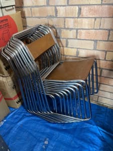 Vintage Old Collectable Stackable Tube Dining Cafe Chairs Old Gas & Fu