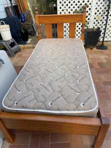Solid Timber Single Bed/Matress and Bedding