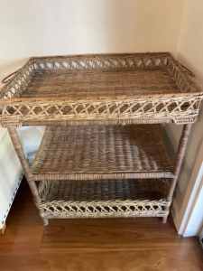 Drinks trolley/sideboard, cane, as new condition