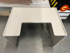 Grey laminate study desk with cut out