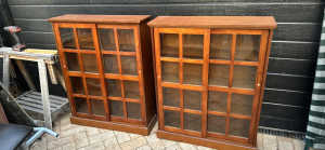 2 small timber display cases
