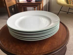 Royal Staffordshire pottery white plates with green trim