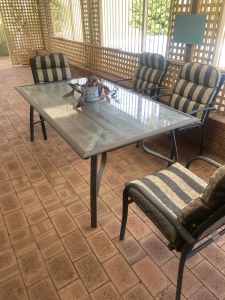 6 seater outdoor set with glass table