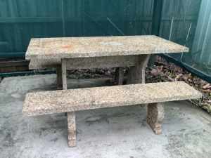 Concrete Pebbled Picnic Table and 2 benches