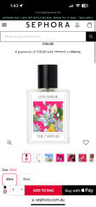 THE 7 VIRTUES Lotus Pear Eau De Parfum retail price at Sephora $156