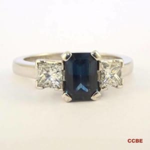 18ct White Gold Natural Sapphire & Diamond Trilogy Ring (028700188612)