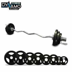 Olympic Ez Curl Barbell Set 45kg with Rubber Plates & Clips Brand New