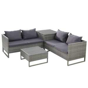 Gardeon 4-Seater Outdoor Sofa Furniture Lounge Set Wicker Setting Gre