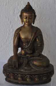 Tibetan solid brass vintage meditating buddha