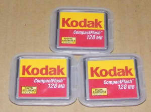 Kodak 128MB CF card - New Old Stock - 3 Pack