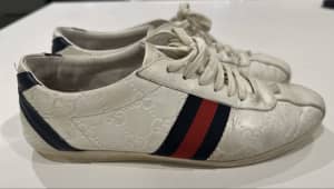 Authentic Gucci White Guccissima Leather sneakers trainers