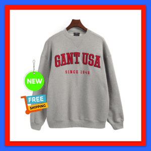 GANT Mens USA Graphic Crew Neck Sweatshirt, Size M, Grey