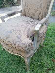 Silver painted french provincial occasional chair