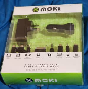 Moki 8 in1 Charge Pack Car Wall- M-USB Ipod PSP NDS DSi Nokia 2mm

