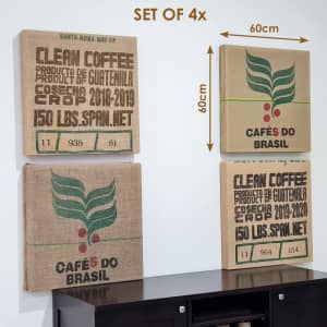 Coffee bag wall art acoustic panels - Set of 4