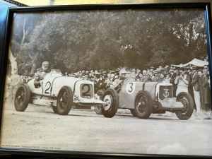 Framed historic race car photographic prints