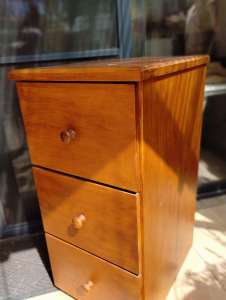 3 drawer solid timber filing cabinet. Very good condition.