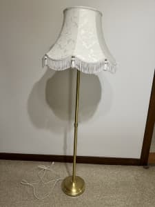 Antique floor lamp with fabric shade