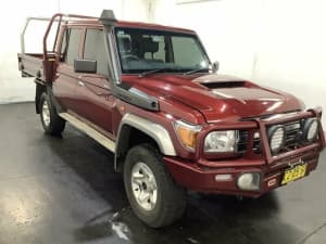 2020 Toyota Landcruiser VDJ79R GXL (4x4) Merlot Red 5 Speed Manual Double Cab Chassis
