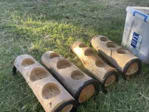 4 x Horseshoe Log Candle Holders (used in a barnyard wedding)