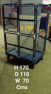 Roller cage trolley with shelves industrial dolly metal cabinet wheels