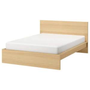 MALM Bed frame, high, white stained oak with drawer, bed base, matress