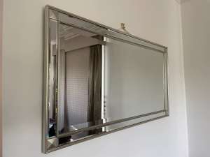 Large Classic Rectangle Silver / Chrome Mirror with Corner Detail