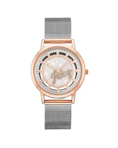 Rose Gold Bangle Watch with Rhinestone Detail One Size Women...