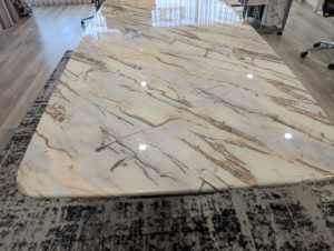 Dining table very less used Italian marble 210cmx100cm Jade stone oval