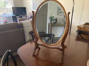 Oval mirror on stand to sit on dressing table