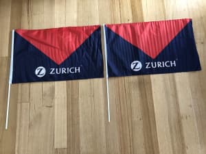 Melbourne Football Club AFL Aussie Rules Zurich Supporter Flag x2 NEW