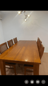 Solid Timber Dining Table with 8 Chairs - 2.4 m x 1.2 m