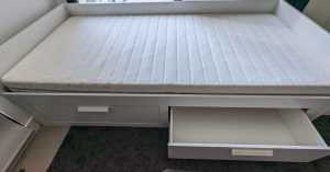 IKEA Brimnes bed frame with 2 drawers single/king