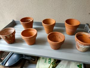 Lot 7 x 10cm Clay Garden Pots - Pickup Chatswood